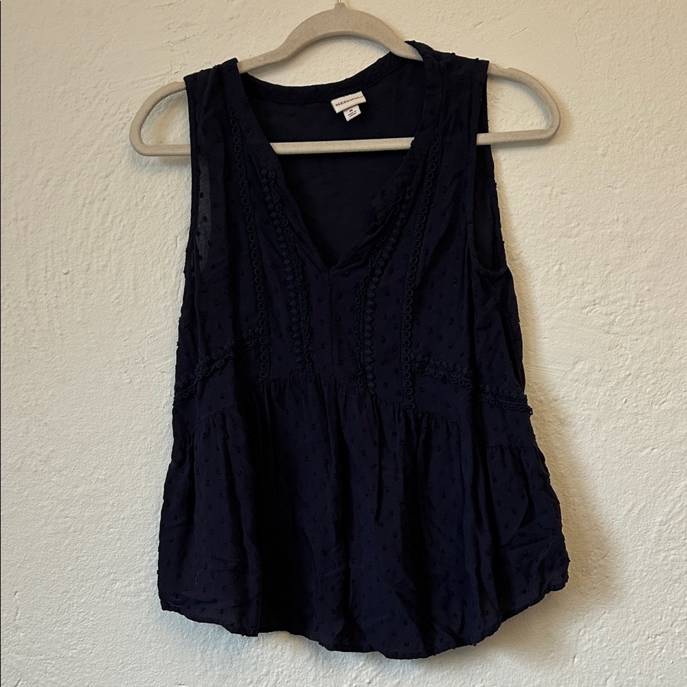 Merona Navy Sleeveless V-Neck Peplum Tank Top